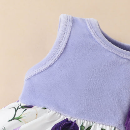 Baby Girls Autumn and Winter Long Sleeve Coat + Dress Set 0-3 Years Old Girls Plush Coat Vest Skirt