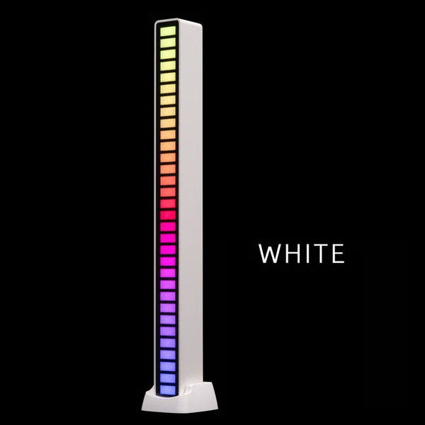 Colorful LED light strip on a white background with 'WHITE' text.