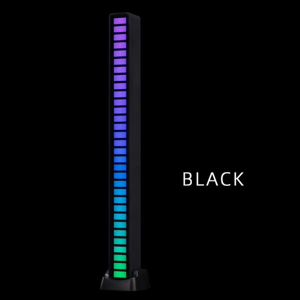 Tall, rectangular light with gradient colors on a black background